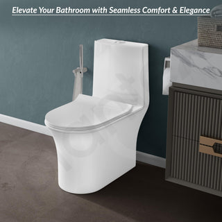 Plantex Ceramic Commode For Toilet/One Piece Western Commode With Rimless Siphonic Flush/Commode With Soft Closing Toilet Seat - S Trap - (Hexa, White)