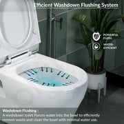 Plantex Ceramic Commode for Toilet/Rim Washdown Western Commode/P Trap Wall Hung Toilet for Bathroom with Soft Close Seat Cover - (White)
