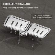 Plantex Dream Stainless Steel Double Soap Dish Stand for Bathroom & Kitchen/Soap Dish/Bathroom Accessories - Wall Mounted - Chrome (Pack of 1)