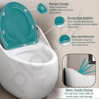 Plantex Ceramic Western Commode/Floor Mount Commode for Toilet/Rimless Siphonic One Piece Western Toilet- S Trap Outlet (White & Ocean Blue)