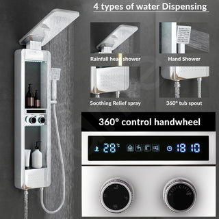 Plantex Shower Panel for Bathroom with Hand Shower/Body Massage Jets/Showerhead/304 Grade Stainless Steel Showers System with Hot & Cold Mixer (KM-8103-Chrome)