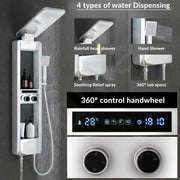 Plantex Shower Panel for Bathroom with Hand Shower/Body Massage Jets/Showerhead/304 Grade Stainless Steel Showers System with Hot & Cold Mixer (KM-8103-Chrome)
