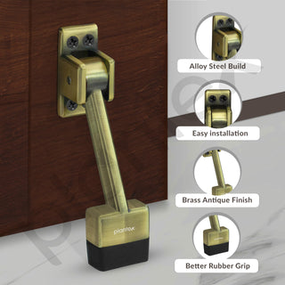 Plantex 5 Inch Long Gate Stopper for The Wooden Door/Door Stopper with Rubber Grip - (Pack of 8) Brass Antique