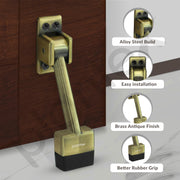 Plantex Gate Stopper for Door/5 Inch Long Door Stopper for Wooden Door/Gate Door Stopper for Main Door (Pack of 3, Brass Antique)