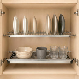 Plantex Stainless Steel Dish Plate Rack Drainer/600mm GTPT Tray for Kitchen/Cabinet Kitchen Organizer for Quick Drying and Storage - Set of 3 Pcs (Chrome)