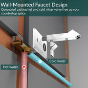 Plantex Pure Brass Basin Mixer Tap for Bathroom/Wall Mount Mixer Tap for Bathroom/Hot and Cold Water/Tap for Wash Basin –(PRI-327)
