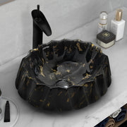 Plantex Ceramic Basin for Bathroom/Table Top Wash Basin/Washbasin for Living Room, Restaurant (Marble Finish, 17 x 15 x 6 Inch)