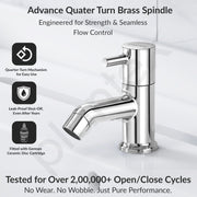 Plantex Pure Brass Pillar Cock Water Tap with Teflon Tape/Basin Tap with Water Saving Nozzle for Kitchen Tap-7 Year Warranty (ICO-903 Chrome)