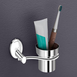 Plantex 304 Stainless Steel Toothbrush Holder/Paste & Tumbler Holder for Bathroom and Wash Basin/Bathroom Accessories - (Oreva - Silver)
