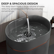 Plantex Pedestal Wash Basin/Acrylic Resin & Quartz Free Standing Wash Basin/Oval Basin for Bathroom/Home/Office - (10047, Grey)