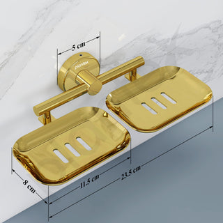 Plantex Galaxy 304 Grade Stainless Steel Rectangular Double Soap Dish for Bathroom/Soap Stand/Soap Holder/Soap Storage/Bathroom Accessories – (PVD Gold)