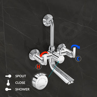 Plantex Wall Mixer for Bathroom 2 in 1 with L-Bend Provision for Overhead Shower/Mixer Tap for Bathroom with Water Saving Nozzle Tap- 7 Year Warranty (Bal-518-Chrome)