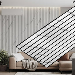 Plantex PVC Wall Panel/Louvers Panel for Wall/3d Wall Panels for Interior Walls Décor/Eco-Friendly Fluted Panel for Walls- Pack of 10 Covers -100 Sq.Ft (White & Black, 1ft x 10Ft)
