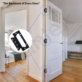 Plantex Butterfly Hinges for Door/Stainless Steel Door Hinges/Non-Mortise Hinges/5 Inch x 14 Gauge Hinges/2.5 mm Hinges for Home/Office/Hotel - Pack of 3 (Black)