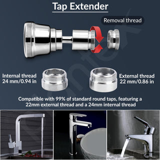 Plantex Pure Brass Tap Extension for Kitchen Sink/3 Anti-Splash Modes/Upto 80% Water Saving/Kitchen Tap Extender/Fits F22 and M24 mm Tap (XL-3012-Chrome)