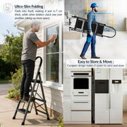 Plantex Steel Ladder for Home/Strong Foldable Wide 4 Step Ladder/Anti-Skid 4 Step Ladder - (Apex - Black)