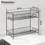 Plantex 2-Tier Stainless Steel Countertop, Tabletop Tiered Shelf Rack/Kitchen Organizer/Spice Jar Organizer/Storage Rack For Kitchen (Black)