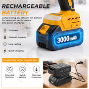 Plantex Cordless Rotary Hammer Drill 21V/Brushless Motor/600W/26mm Chuck/4500 BPM/Heavy Duty Hammer Drill with 2 Batteries, Charger & Carrying Case – Yellow (APS-H003)