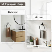 Plantex Self-Adhesive Towel Holder in Bathroom/Stainless Steel Towel Ring for Wash Basin/Round Towel Hanger for Wall- Pack of 1 (APS - 5000, Black)