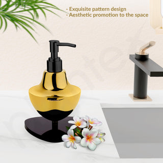 Plantex Gold & Black Stainless Steel and Acrylic Soap Dispenser for Bathroom Countertop/Sink - Pack of 1