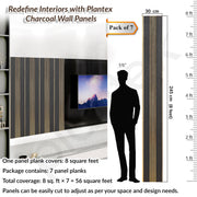 Plantex Louvers Panel for Wall/8 Feet Wall Panels/3D Charcoal Panel for Interior Walls DÃƒÆ’Ã‚Â©cor - Pack of 7 Covers - 56 Sq. Ft, Size-1 Feet x 8 Feet (YD-1209)