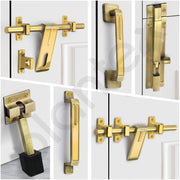 Plantex Stainless Steel Door Kit for Single Door/Door Accessories (10-inch Al-Drop,8-inch Latch,2 Handles,7-inch Tower Bolt and 4-inch Door Stopper-(Brass Antique & Gold)