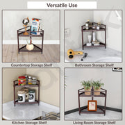 Plantex Bathroom Organiser Stand/Carbon Steel Bathroom Corner Shelf/2 Tier Corner Freestanding Shelf/Multipurpose Rack for Home - Pack of 1 (Brown)