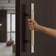 Plantex Stainless Steel 14 Inch Main Door Handle/Glass Wooden Door Handle/Pull-Push Handle/3 Years Warranty Pack of 1 (Satin White and Chrome Finish)