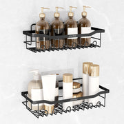 Plantex Self Adhesive Bathroom Shelf/Wall Mounted Bathroom Shelves & Accessories/Organizer for Kitchen/Drill Free Racks-Stands-Holders/GI Steel Shelf for Wall-Pack of 2-(Black)