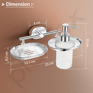Plantex J4 Stainless Steel Soap Dish with Liquid Dispenser/Soap Stand for Bathroom Wall Mount/Shampoo Dispenser/Bathroom Accessories (Chrome Finish) Onix