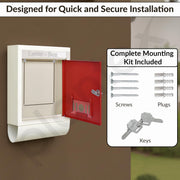 Plantex GI Steel Letter Box for Home/Magazine Holder/News Paper Holder/Mail Box/Post Box/Complaint Box & Suggestion Box for Office with Secure Lock and Keys - (Red & Ivory), Wall Mount