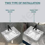 Plantex Wall Mounted Wash Basin for Bathroom/Designer Ceramic Washbasin/Rectangle Small Basin for Handwash/Home/Office (16 x 12 x 4.5 Inch)
