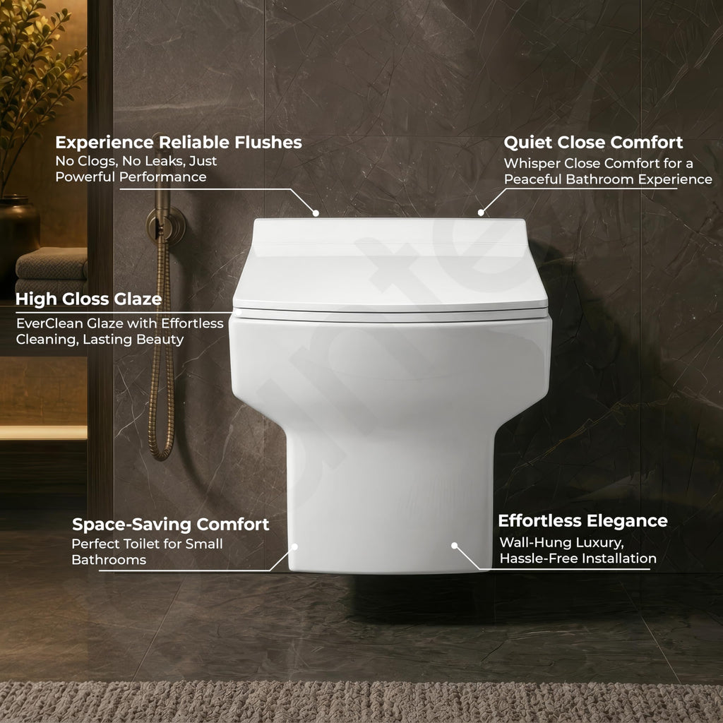 Plantex Commode for Toilet/Ceramic Western Toilet/Square Wall Hung Com ...