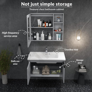 Plantex Unbreakable Plywood Vanity Set for Bathroom/Undermount Wash Basin with Cabinet Full Set/Bathroom Organizer with Mirror, Coupling & Cabinet (NZBC-11)