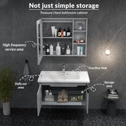 Plantex Unbreakable Plywood Vanity Set for Bathroom/Undermount Wash Basin with Cabinet Full Set/Bathroom Organizer with Mirror, Coupling & Cabinet (NZBC-11)