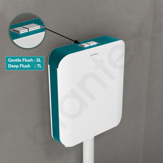 Plantex Flush Tank for Toilet with 7 LTR Water Capacity/Slim & Dual Tone Polypropylene Commode Flush Tank with Internal Accessories - Pack of 1 (Ocean Green & White)