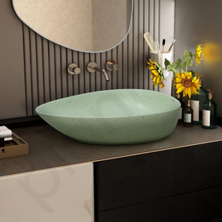 Plantex Ceramic Wash Basin/Designer Basin/Tabletop Wash Basin/Basin for Bathroom/Home/Office- (Tea Green - 22 x 15.5 x 5 Inch)