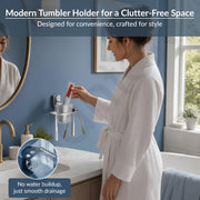 Plantex Tumbler Holder for Bathroom/304 Grade Stainless Steel Toothbrush Holder/Tothpaste Holder/Bathroom Accessories - Pack of 1 (Chrome)