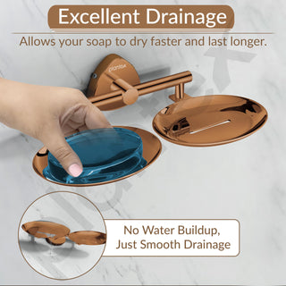 Plantex J4 Stainless Steel Double Soap Dish for Bathroom/Soap Holder for Bathroom/Wall Mounted Soap Holder/Bathroom Accessories (PVD Rose Gold Finish) Angel