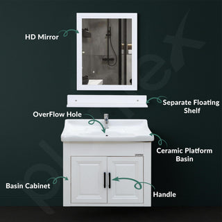 Plantex Wash Basin with Cabinet/Unbrekable Bathroom Vanity Cabinet & Washbasin Set/Basin Cabinet for Bathroom with Mirror (White)