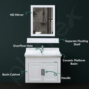 Plantex Wash Basin with Cabinet/Unbreakable Bathroom Vanity Cabinet & Washbasin Set/Basin Cabinet for Bathroom with Mirror (White)