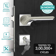 Plantex Main Door Lock/Mortise Lock for Door with 3 Years of Warranty - Robust Door Lock for Home with Brass Lock Body & Cylinder (7094 - Satin White & Chrome)