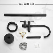Plantex Pure Brass Bath Tub Faucet/Free Standing Faucet/Single Lever Basin Faucet with Handle Held Shower/Bath Tub Filler Faucet - (Black)