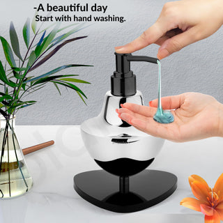 Plantex Chrome & Black Stainless Steel and Acrylic Shampoo Dispenser for Bathroom/Handwash Dispenser - Pack of 1