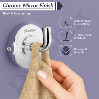 Plantex 304 Grade Stainless Steel Robe Hook/Cloth-Towel Hanger/Napkin Hanger/Bathroom Accessories - Daizy (Chrome)