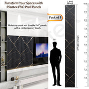Plantex Louvers Panel for Wall/3d Wall Panel for Interior Wall DÃ©cor/PVC Wall Panels/Eco-Friendly Fluted Panel for Walls - Pack of 5,Covers - 50 Sq. Ft (Black Gold Marble-12 Inch x 10 Ft)
