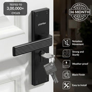 Plantex Stainless Steel Door Lock Handle Set/6-Lever Lock Mechanism with 3 Years of Warranty/Mortise Lock with 3 Keys, Brass Lock Body & Cylinder - (DTM-661, Z-Black)