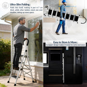 Plantex Steel Ladder for Home/Strong Foldable Wide 7 Step Ladder/Anti-Skid 7 Step Ladder - (Apex - White)