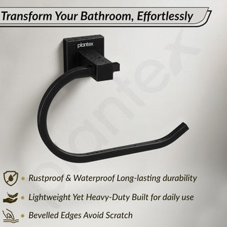 Plantex Stainless Steel Towel Holder for Bathroom/Towel Ring Holder/Napkin Holder for Washbasin/Napkin Ring/Bathroom Accessories – Pack of 1, Aqua (Black)
