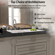 Plantex Quartz Single Bowl Kitchen Sink/Sink for Kitchen with Drain Board/Undermount/Top Mounted (Mosaic Grey-36X18 Inches)